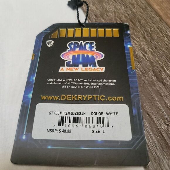 Space Jam Mens White Bunny Rhinestone Short Sleeve Crew Neck T Shirt Size Large - Picture 3 of 8